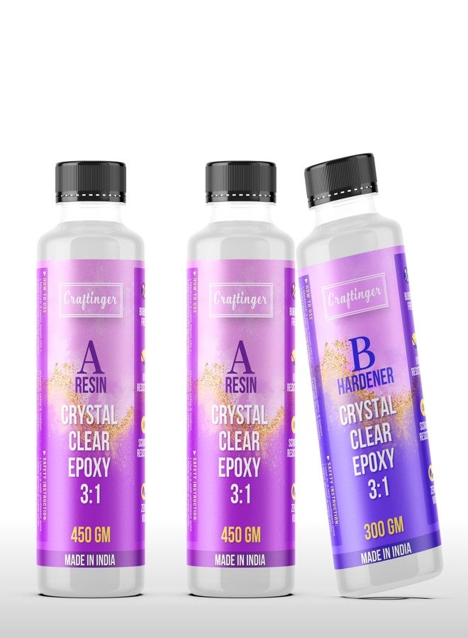 Craftinger راتنج إيبوكسي شفاف كريستالي متعدد الاستخدامات من كرافتينجر، نسبة خلط 3:1 لفن الراتنج (1200 جم) - Image 1